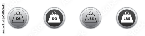 Set of Simple kg and lbs weight icon. Unit of imperial pound mass constant. Vector illustration.  photo