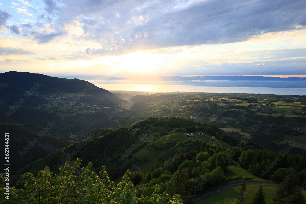 View from the Corbier neck wich is a French Alpine pass located in Haute-Savoie department 