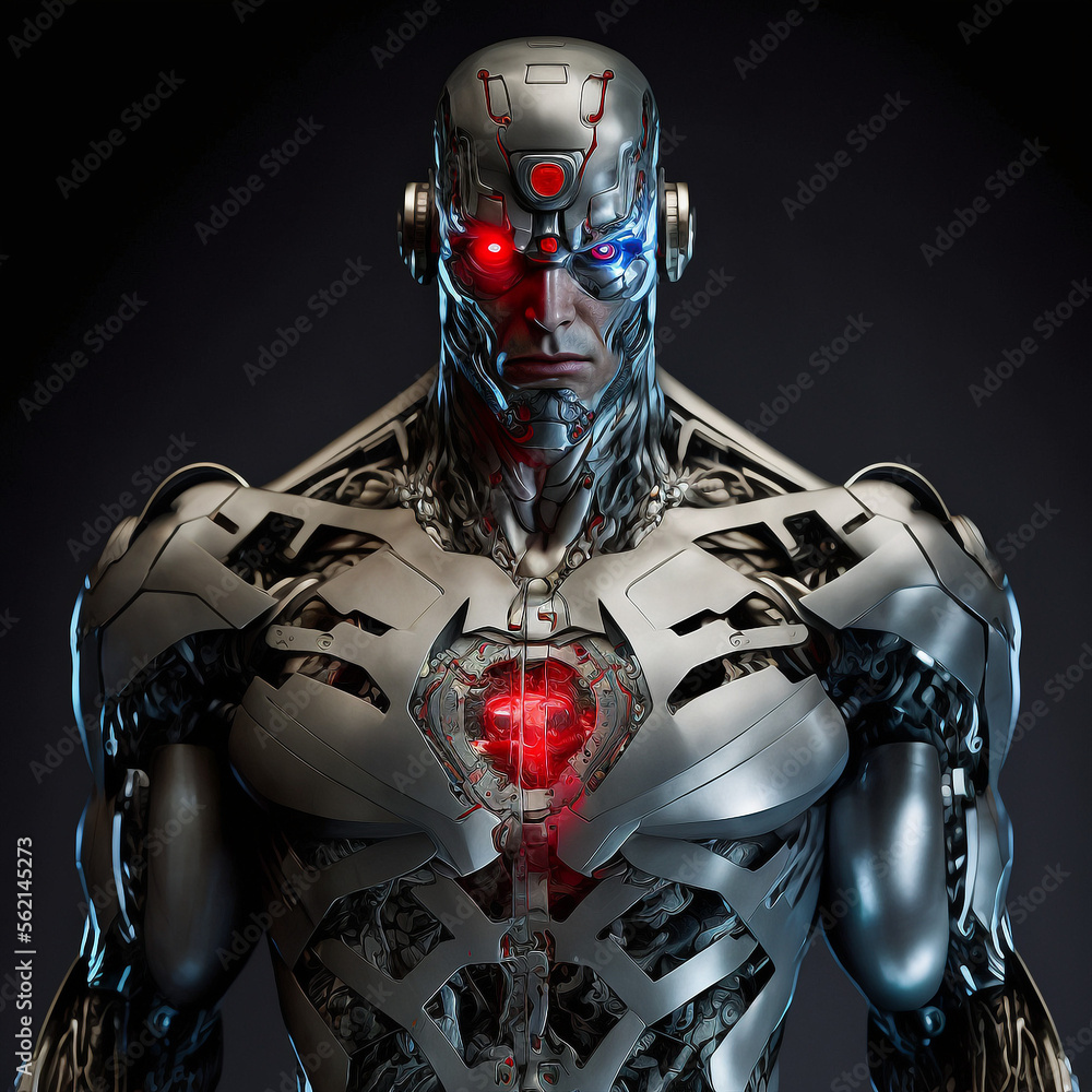 Fototapeta premium Generative ai futuristic cyberpunk cyborg warrior in the city.