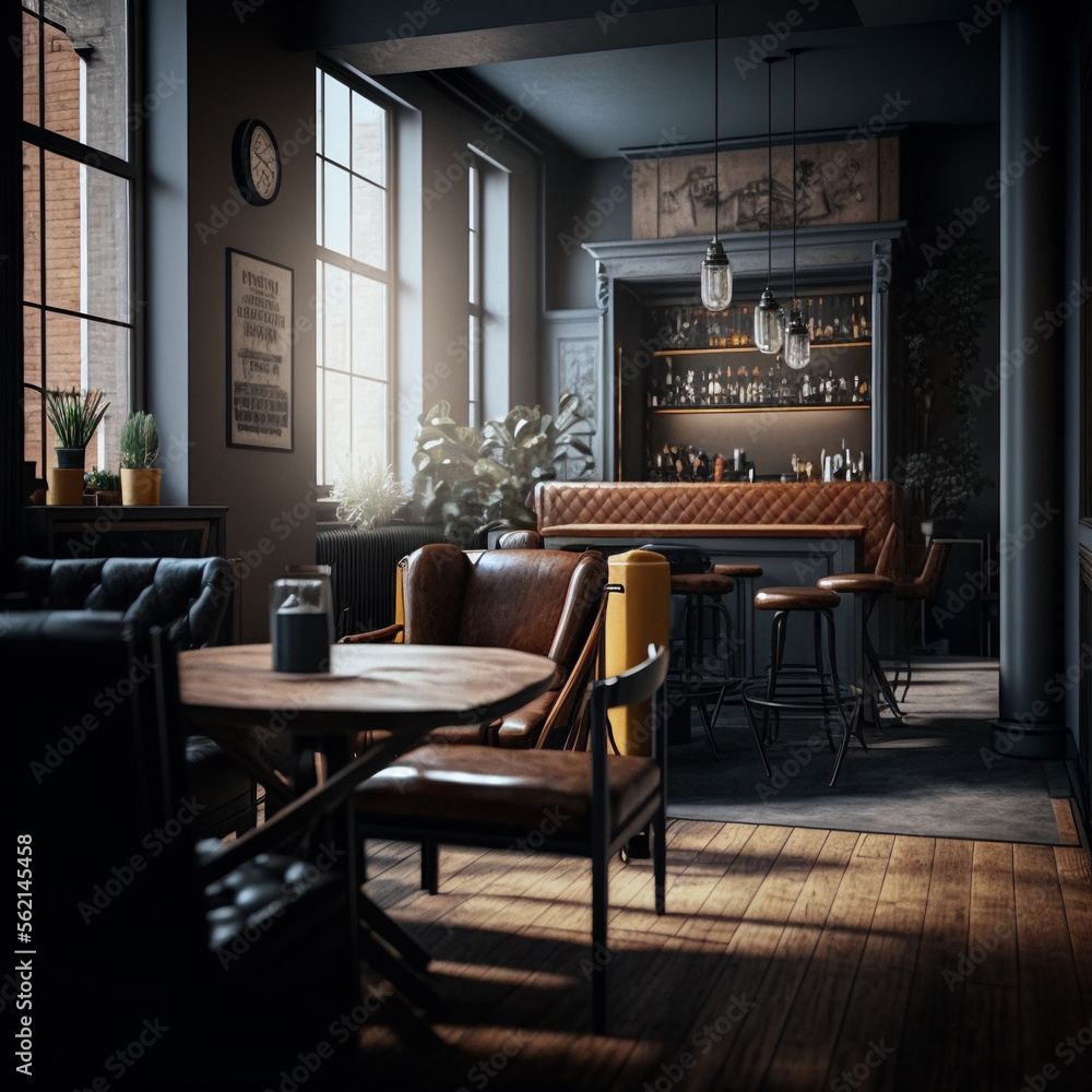 Cafe and bar in hotel loft style Cafe and bar in hotel loft style