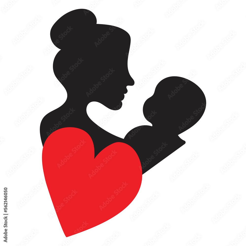 Mother and child with love vector art.