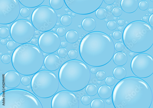 Underwater fizzing air, water or oxygen blue bubbles. Fizzy sparkles in sea, aquarium. Soda pop. Undersea vector texture. © LittleBlue