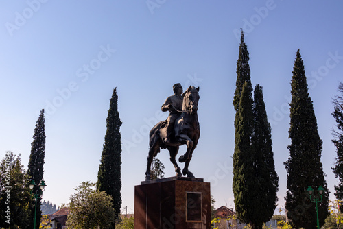 Equestrian Monument of King Nikola I Petrovic Njegos in Podgorica, the capital of Montenegro, Balkans, Europe. Tourist attraction in centre of city