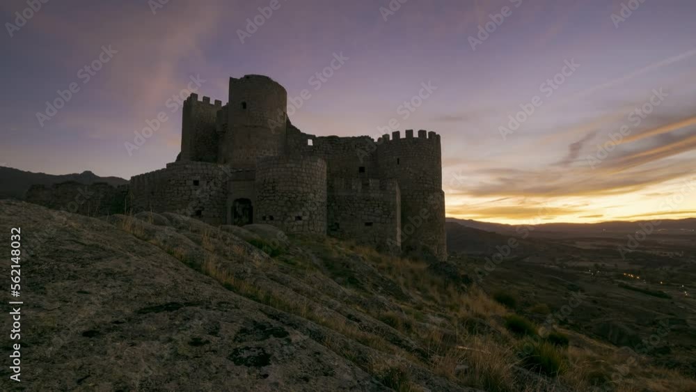 Old castle on hill at sunset Old castle on hill at sunset