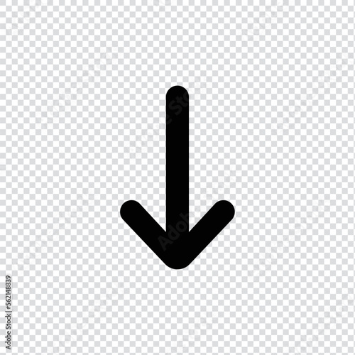 Down direction arrow outline icon in transparent background, basic app and web UI bold line icon, EPS10