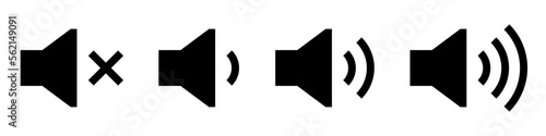Volume icons set. Speaker simple icon. Volume settings buttons set. Vector
