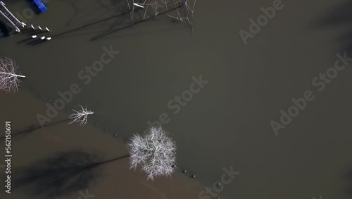 Aerial view of a flooded playground in Stourport UK photo