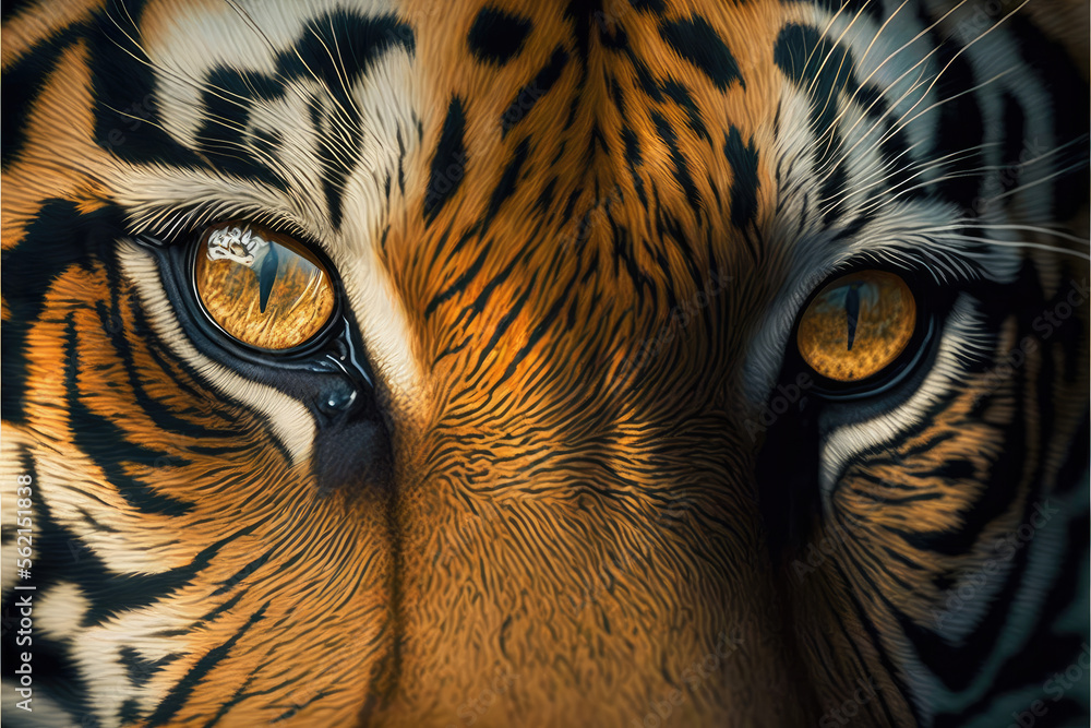close up of eyes of a tiger. Generative AI