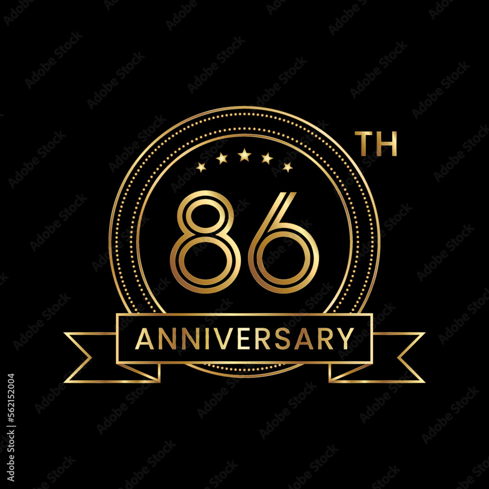 86th Anniversary Template design with golden text and ribbon. Logo Vector Template 86th Anniversary Template design with golden text and ribbon. Logo Vector Template
