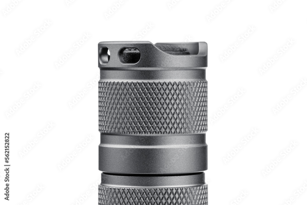 Modern aluminum LED Pocket Flashlight isolated on white background. Modern aluminum LED Pocket Flashlight isolated on white background.