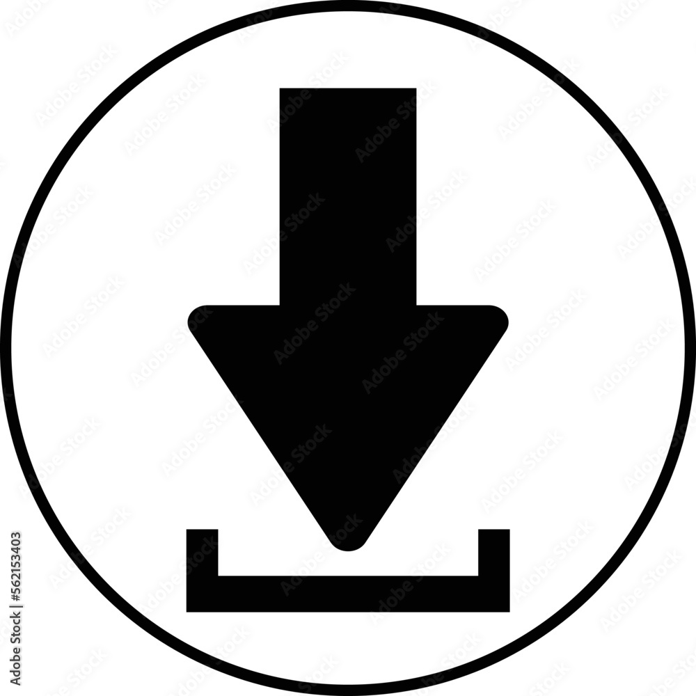 Download Icon. Simple Flat Symbol In Circle. Vector Illustrated Sign Download Icon. Simple Flat Symbol In Circle. Vector Illustrated Sign