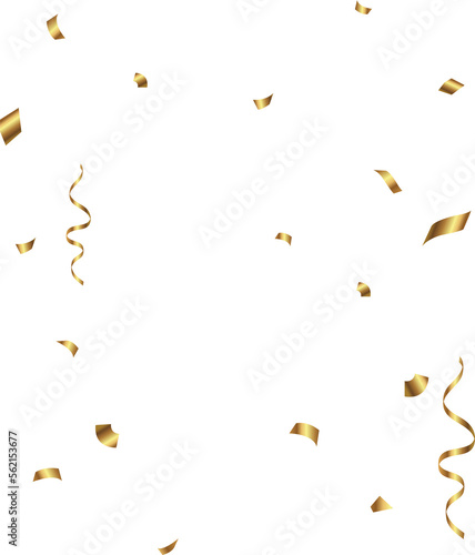 Shiny golden confetti isolated on transparent background. Bright festive tinsel of gold color.luxury background.