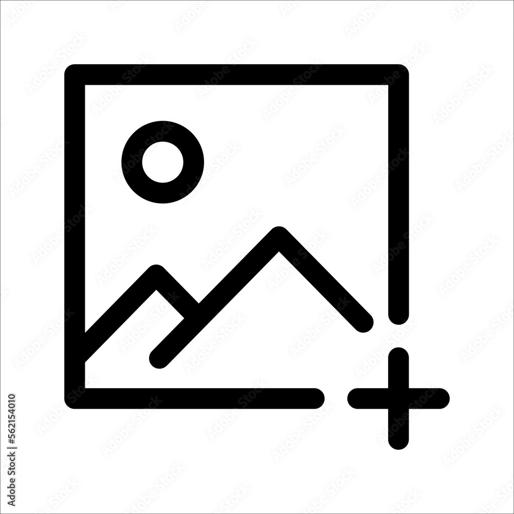 Add picture icon. Upload image. Digital photos. user interface element for app and web. vector illustration on white background Add picture icon. Upload image. Digital photos. user interface element for app and web. vector illustration on white background