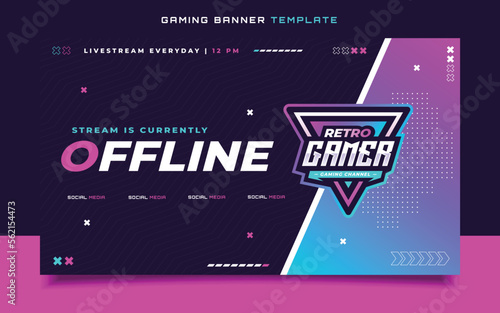 Stream Offline Gaming Banner  Template with Logo for Social Media Flyer