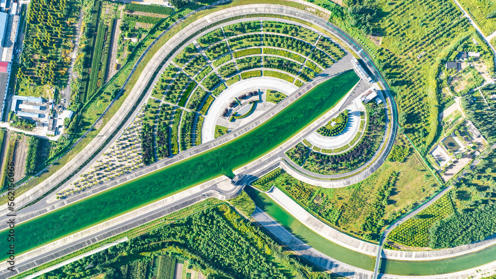 Aerial photography of the Main Canal of the Central Route of the South-to-North Water Diversion Project in Shijiazhuang City, Hebei Province, China Aerial photography of the Main Canal of the Central Route of the South-to-North Water Diversion Project in Shijiazhuang City, Hebei Province, China