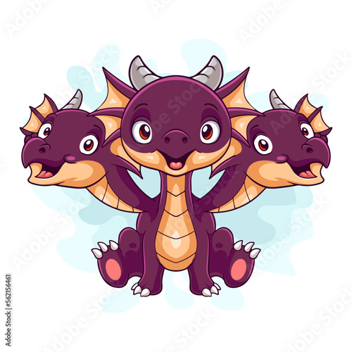 Cartoon hydra on white background