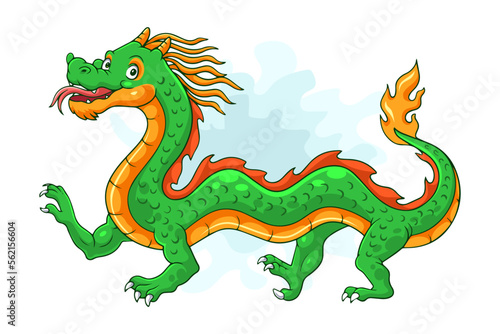 Cartoon chinese dragon on white background