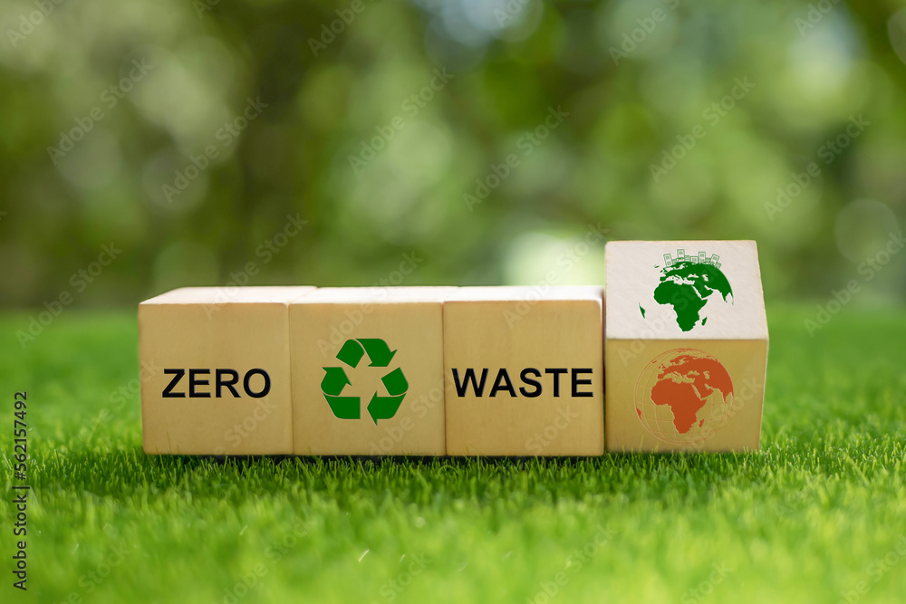 Reused, reduce and recycle concept. Flipping wooden cubes from global ...