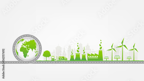Green city and Sustainability development, Eco friendly, Carbon footprint reduction concept,Vector illustration