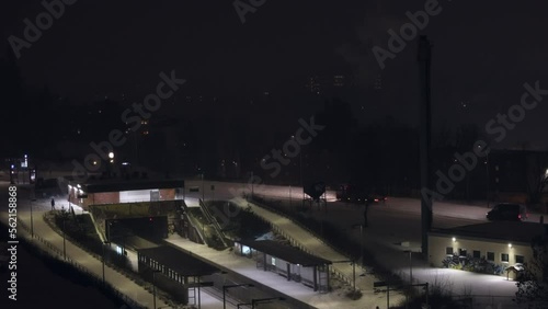 Wallpaper Mural Tram station and traffic during winter in Oslo Norway Torontodigital.ca