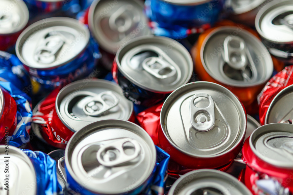 recycle aluminum metal crushed can waste background