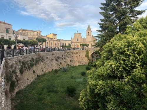 Walls of the Aragonese Castle with moat of Venosa historic city