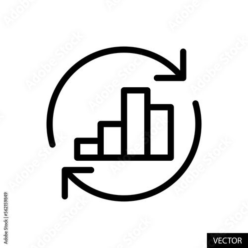 Data analysis, Data processing vector icon in line style design for website, app, UI, isolated on white background. Editable stroke. Vector illustration.
