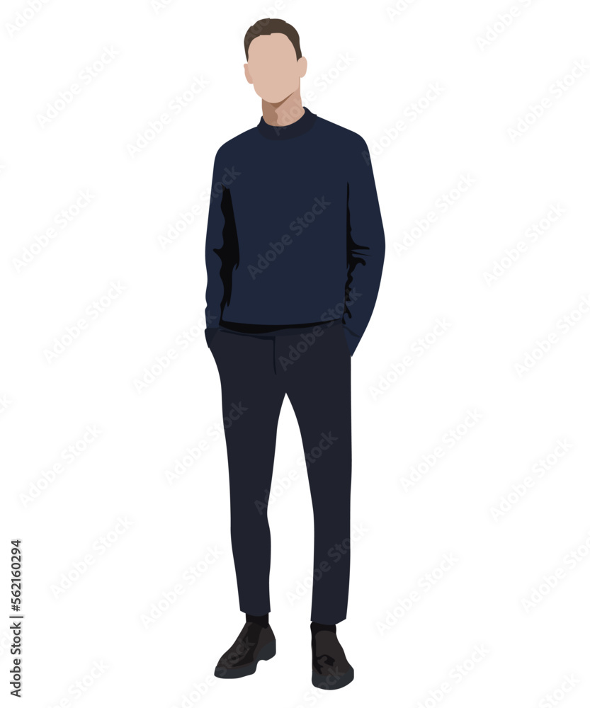 Stylish man in fashionable clothes on a white background. Vector illustration in flat style Stylish man in fashionable clothes on a white background. Vector illustration in flat style