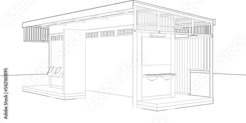 3D illustration of public toilet