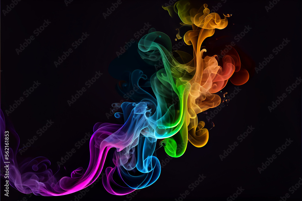 Rainbow colour smoke in black background wallpaper texture