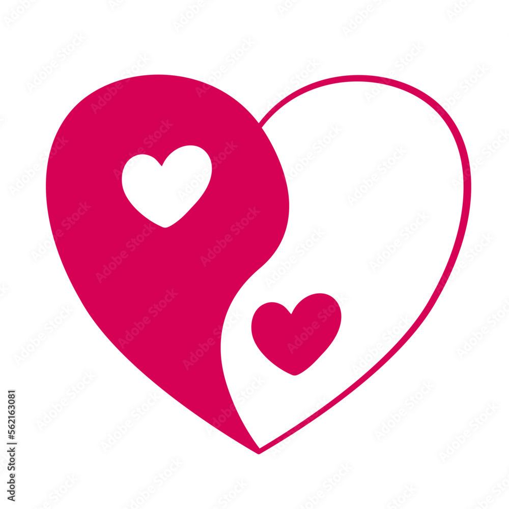Yin Yang heart. Valentine's day. Vector illustration