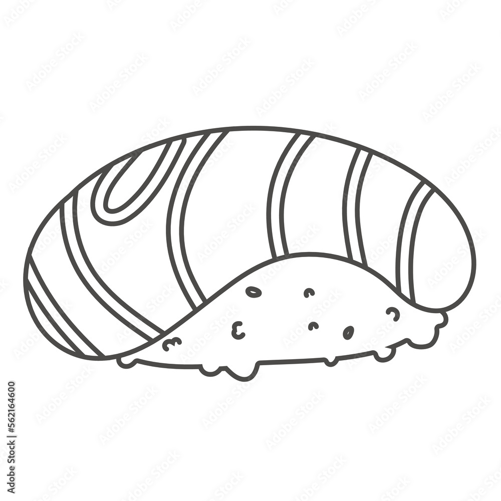 sushi roll with sesame, japanese food. Sushi roll cartoon style icon. isolated on white background. Vector cartoon sushi. Hand draw style sushi rolls.sian food sushi roll with sesame, japanese food. Sushi roll cartoon style icon. isolated on white background. Vector cartoon sushi. Hand draw style sushi rolls.sian food