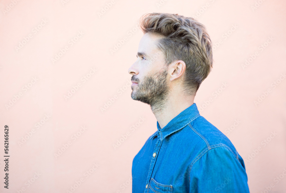 Profile portrait of hipster handsome guy. Profile portrait of hipster handsome guy.