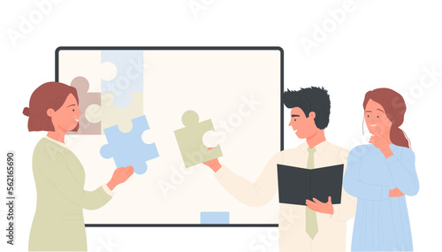 Business team collaboration. Teamworking project, brainstorming meeting vector illustration