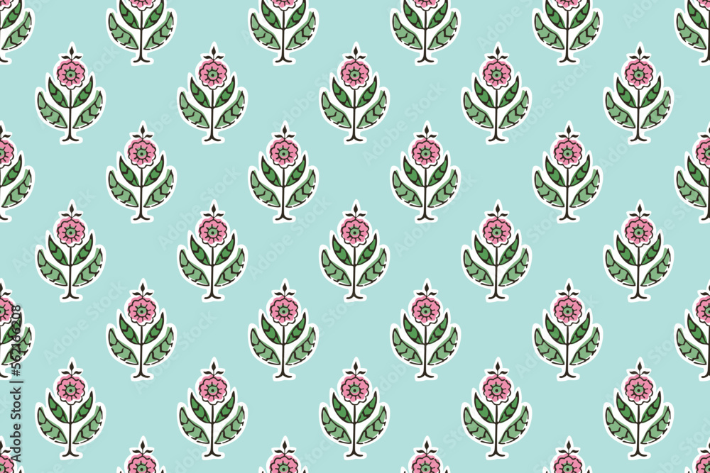 SPRIG FLORAL WITH BLOCK PRINT DETAIL SEAMLESS PATTERN IN EDITABLE VECTOR FILE SPRIG FLORAL WITH BLOCK PRINT DETAIL SEAMLESS PATTERN IN EDITABLE VECTOR FILE