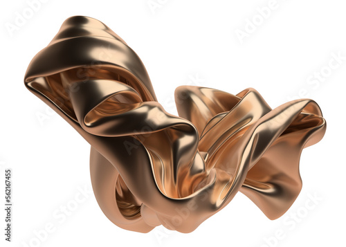 Abstract gold shape, 3d render