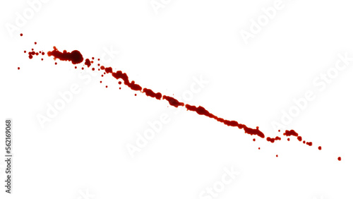 Long row of dark blood drops. Isolated png with transparency
