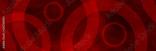 Abstract vintage geometric pattern with grunge paper texture. Red background with white circle rings in faded distressed vintage grunge texture design.