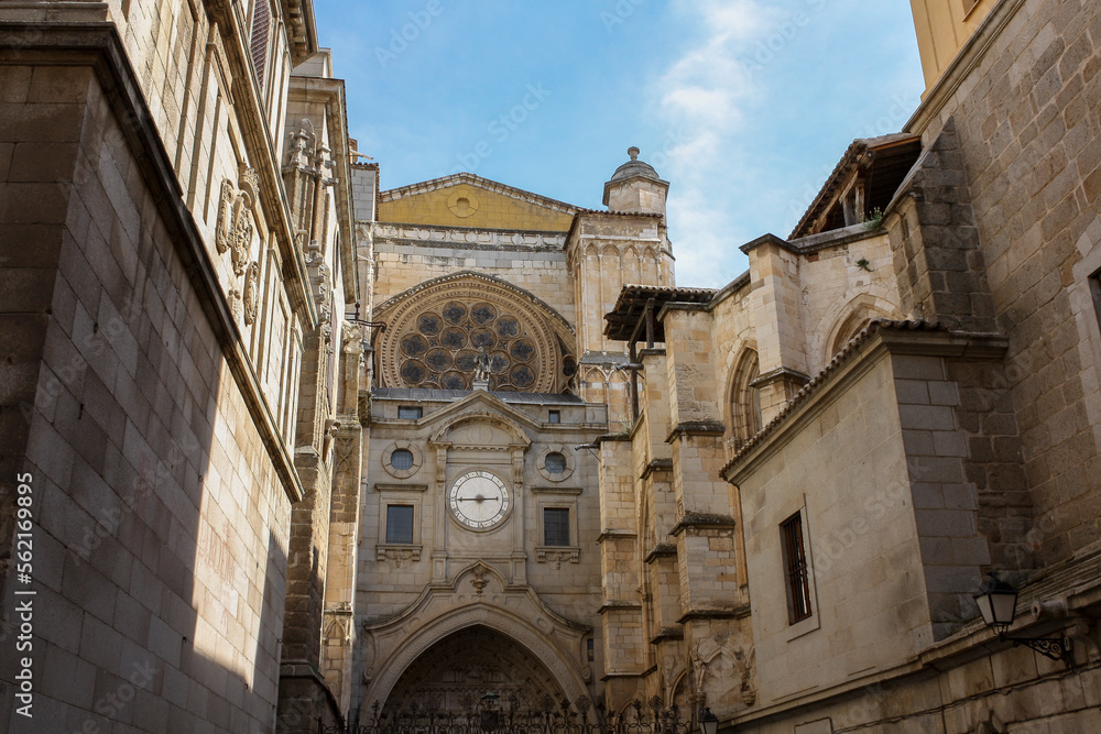 Side gate of Toledo's cathedral of Spain in a sunny day