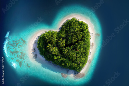 heart shaped tropical island photo