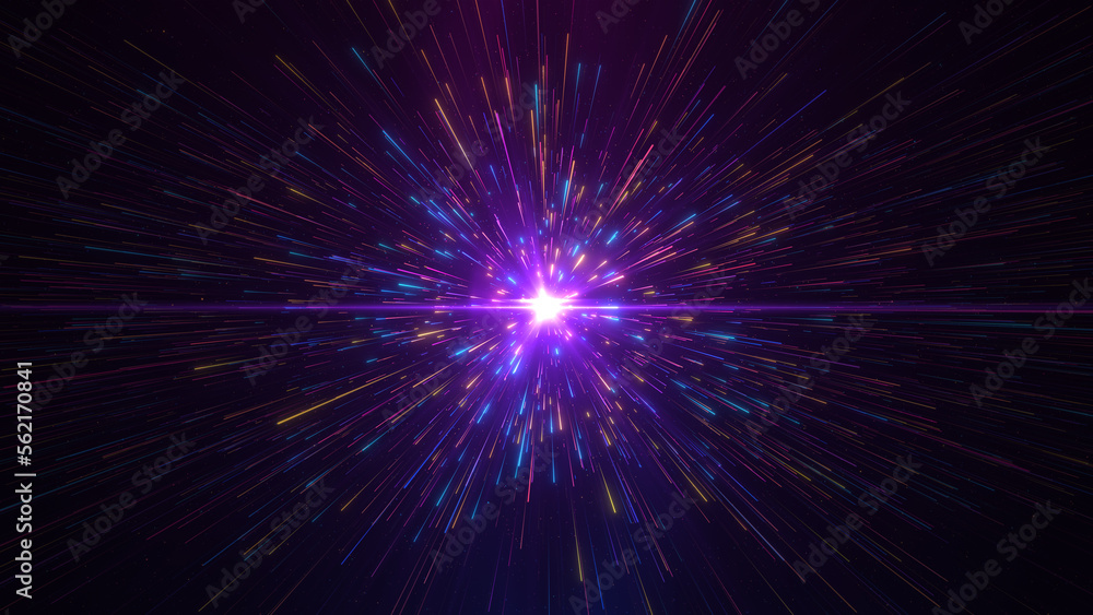 Gentle colorful cosmic flow. Fast travel in space, elegant stream, speed of light. Нуреr jump into another galaxy. Rays of neon meteors, universe explosion, endless moving through stars. 3d rendering Gentle colorful cosmic flow. Fast travel in space, elegant stream, speed of light. Нуреr jump into another galaxy. Rays of neon meteors, universe explosion, endless moving through stars. 3d rendering