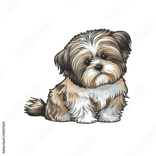 Shiz Tzu Cute Dog Sticker Design Generative AI photo