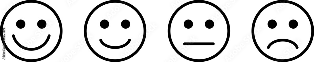 Vetor de Face smile icon positive, negative neutral. Emoji icons for ...