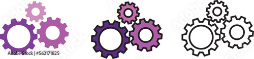 Setting gears icon. Line, glyph and filled outline colorful version, clock gear outline and filled vector sign. Symbol, logo illustration. Different style icons set. Pixel perfect vector graphics