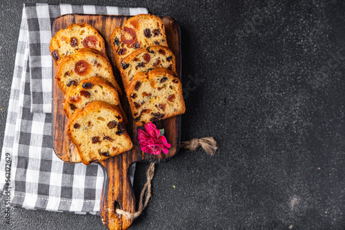 Fototapeta Naklejka Na Ścianę i Meble -  fruit cake dried fruits, nuts meal food snack on the table copy space food background rustic top view