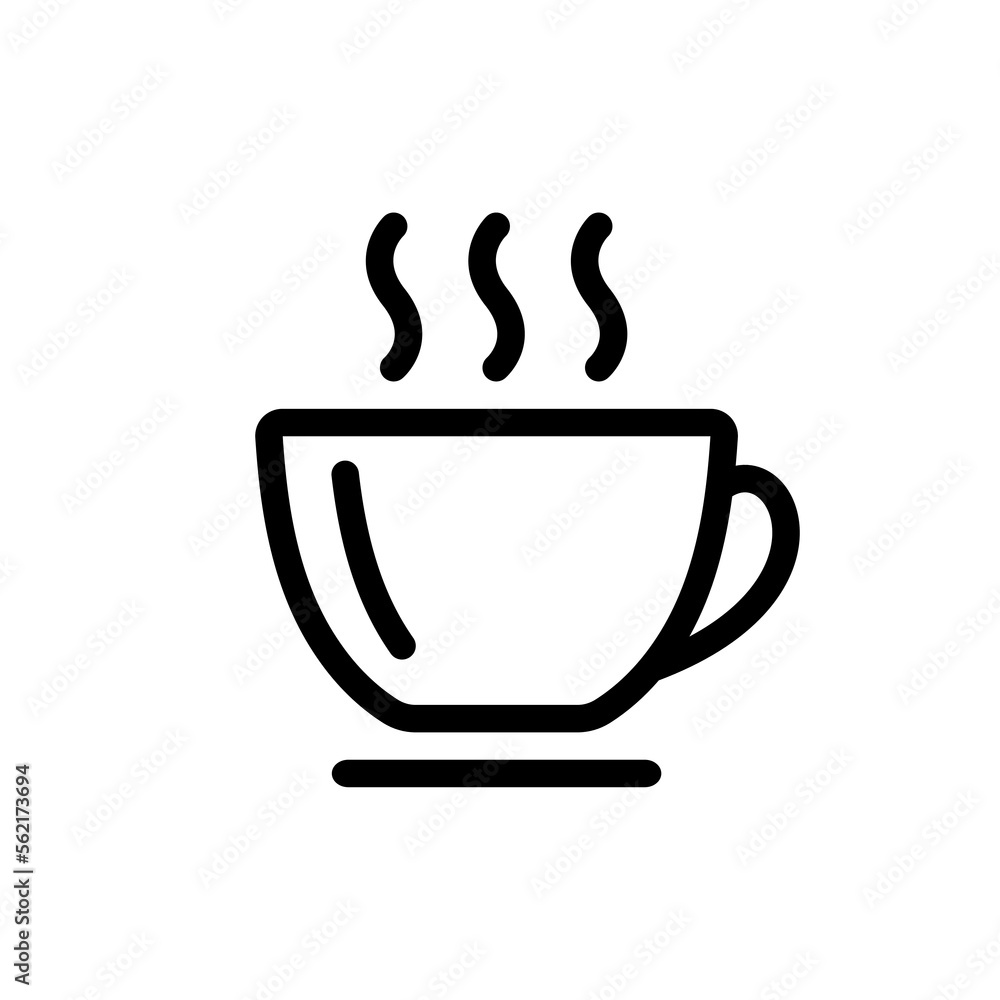 Cup with steaming hot drink icon. Outline symbol of hot coffee and fragrant cappuccino for morning vivacity and graphic design for vector teahouses Cup with steaming hot drink icon. Outline symbol of hot coffee and fragrant cappuccino for morning vivacity and graphic design for vector teahouses