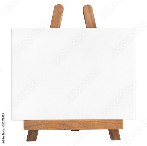 Photo Blank white canvas on easel isolated