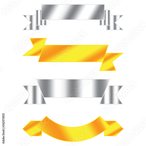 Free Download Golden and silver ribbon badges, Colorful ribbon banners, Vintage ribbon set - GFXLoad