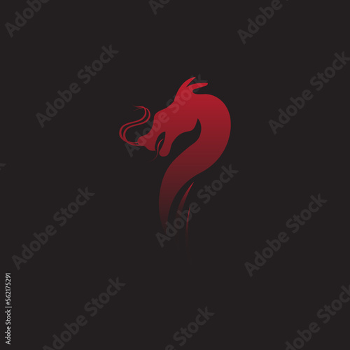 dignified red dragon head, vector logo icon