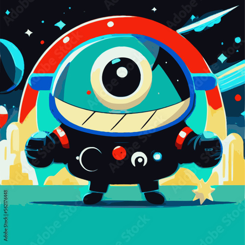 Cartoon astronaut color monsters aliens. vector illustration